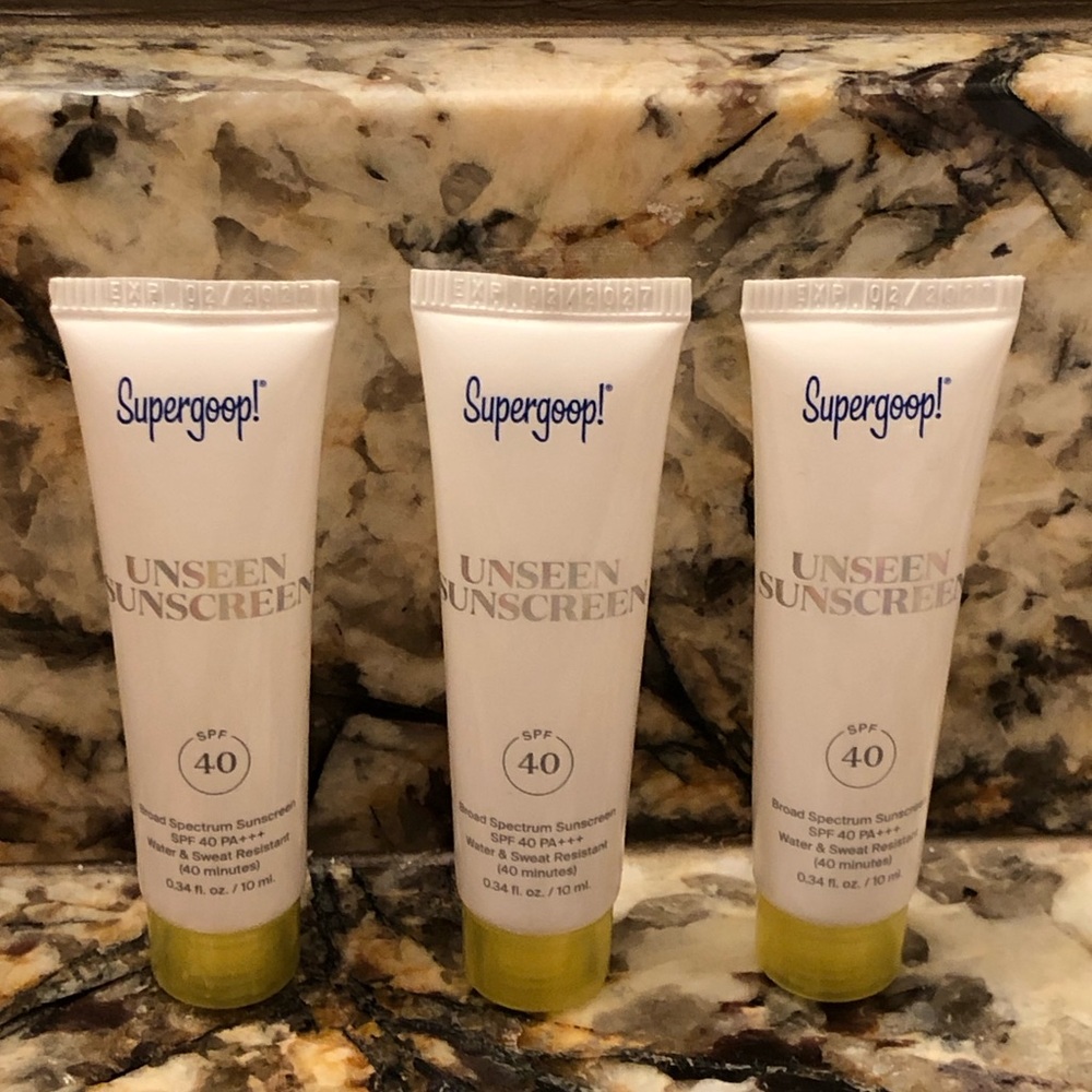 Set of 3 Supergoop SPF 40 Unseen Sunscreen Mini Travel Size Bundle